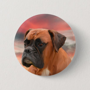 Süße Boxerhund-Wasserfarbe-Ölgemälde-Kunst Button
