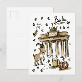 Süße Brandenburger-Tor-Berlin-Doodle-Kunst Postkarte
