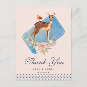 Süße braune Aquarellhirsche Rustikales Dankeschön Postkarte