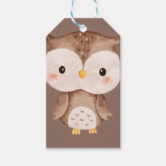Süße braune Eule Geschenkanhänger (Vorderseite)