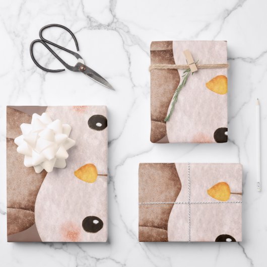 Süße braune Eule Geschenkpapier Set (Vorderseite)