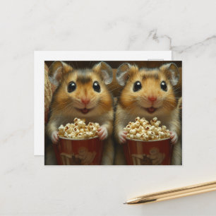 Süße braune Hamster mit Popcorn Postkarte