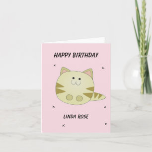 Süße braune Katze rosa Muster Alles Gute zum Gebur Dankeskarte