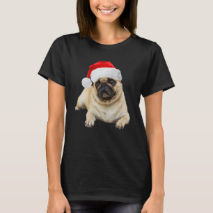 Süße braune Mops-Weihnachtsmannmütze Bild Weihnach T-Shirt