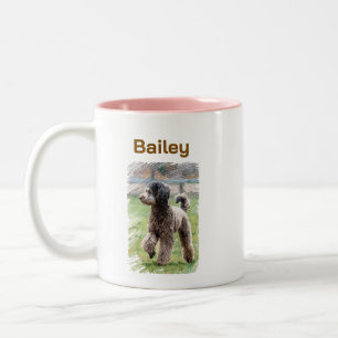 Süße braune Pudel-Haustier-Porträt-Kaffeetasse Ges Zweifarbige Tasse