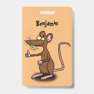 Süße braune Ratte Daumen hoch Cartoon Ausweis