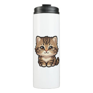 Süße braune Tabby-Kätzchen-Thermotasse Thermosbecher