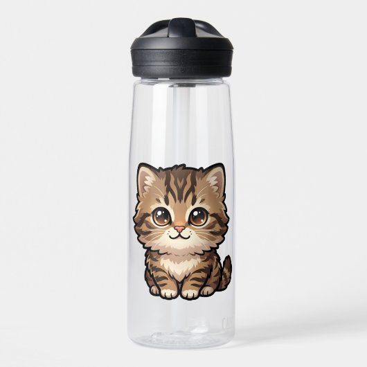 Süße braune Tabby-Kätzchen-Wasserflasche Trinkflasche (Vorne)