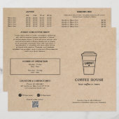 Süße braune Tasse Kaffeerestaurant-Menü (Vorne/Hinten)