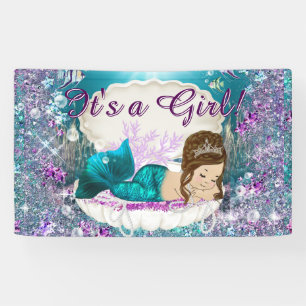 Süße braunhaarige Meerjungfrau Prinzessin Baby Sho Banner
