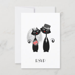 Süße Braut   Bräutigam Hochzeitskatzen Personalisi RSVP Karte