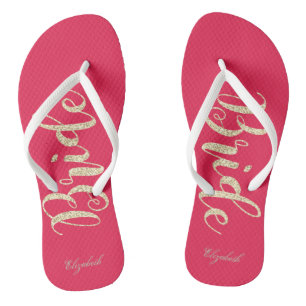 Süße Braut mit goldenem Glitter - Personalisiert Badesandalen