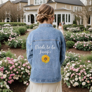Süße Braut Sonnenblume Florale Hochzeit Junggesell Jeansjacke