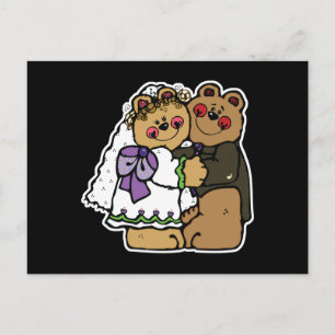 süße Braut und Bräutigam Teddybär-Design Postkarte