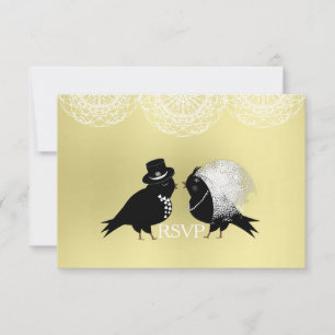 Süße Braut und Bräutigam Whimsical Love Birds RSVP Karte