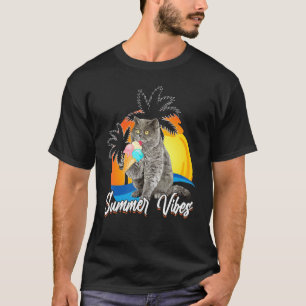 Süße Britisch Kurzhaar Katze isst Eiscreme-Kegel S T-Shirt