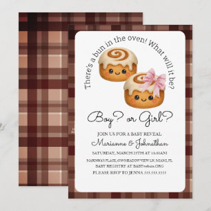 Süße Brötchen Im Ofen Junge Mädchen Baby Reveal  Einladung