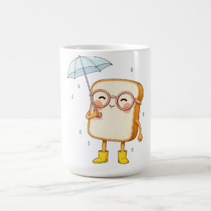 Süße Brotfigur mit Regenschirm – Gemütlicher Regen Kaffeetasse