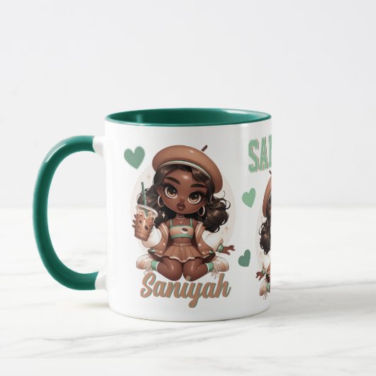 Süsse Brown & Green Girl Tasse (Links)