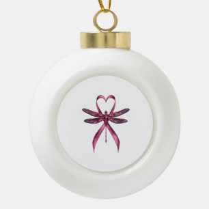 Süße Brustkrebs-Herz-Libellen-Bewusstsein Frau Keramik Kugel-Ornament