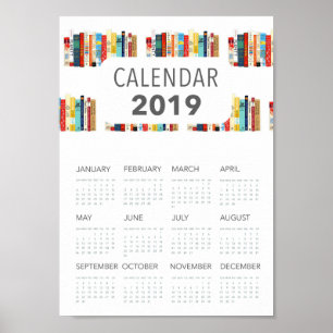 süße Bücher Illustration Literatur 2019 Kalender Poster