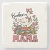 Süße Bücherwurm-Mama-Wortkunst Steinuntersetzer (Vorderseite)