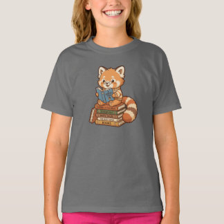 Süße Bücherwurm-Rotpanda-Lesedarstellung T-Shirt
