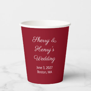 Süße Buchstaben Bordeauxrot & Weiß: Hochzeit Pappbecher