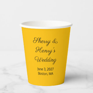 Süße Buchstaben goldfarben: Hochzeit Pappbecher