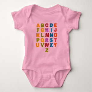 Süße Buchstaben Lustiges Lernen Alphabet Regenboge Baby Strampler