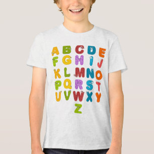 Süße Buchstaben Lustiges Lernen Alphabet Regenboge Tri-Blend Shirt