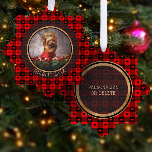 Süße Büffel-Karo-Herzen Individueller Hund Weihnac Ornament Karte