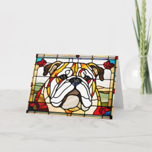 Süße Bulldogge Buntglas Karte
