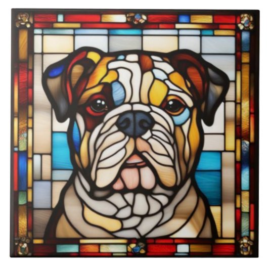 Süße Bulldogge Dekorative Keramikfliese (Vorderseite)