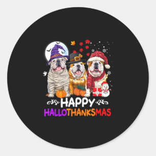 Süße Bulldogge Hund hallothanksmas Halloween Runder Aufkleber