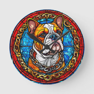 Süße Bulldogge Runde Wanduhr