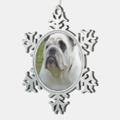 Süße Bulldogge Schneeflocken Zinn-Ornament (Rechts)