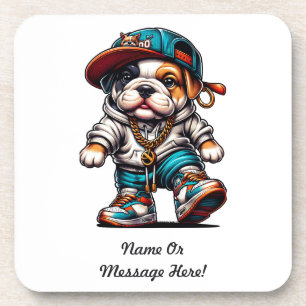 Süße Bulldogge-Welpe Streetwear Getränkeuntersetzer