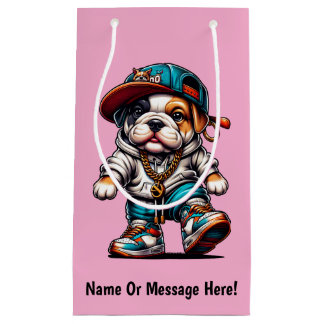 Süße Bulldoggen-Welpen Streetwear Hund Design Rosa Kleine Geschenktüte
