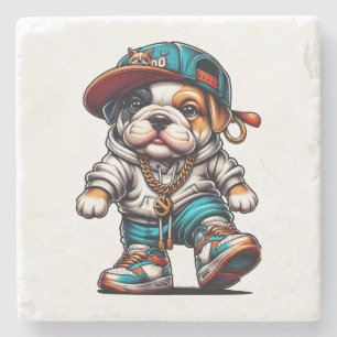 Süße Bulldoggen-Welpen Streetwear Hundeliebhaber P Steinuntersetzer