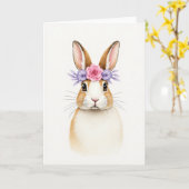 Süße Bunny-Blumenkrone Karte (Gelbe Blume)