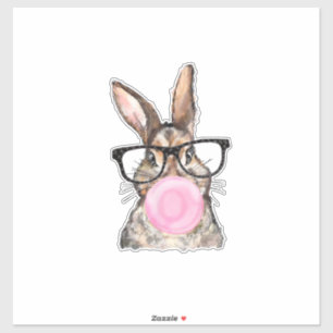 Süße Bunny-Brille Bubblegum Ostertag Mädchen Kinde Aufkleber