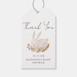 Süße Bunny-Kalligrafie-Baby-Shower-Dankeschön Geschenkanhänger