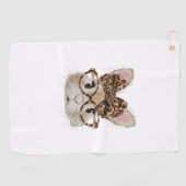 Süße Bunny-Kaninchen-Gesicht-Leopard-Coquette-Bril Golfhandtuch (Horizontal)