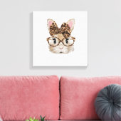 Süße Bunny-Kaninchen-Gesicht-Leopard-Coquette-Bril Leinwanddruck (Insitu (Wohnzimmer))