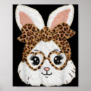 Süße Bunny Kaninchen Gesicht Leopard Gles Mädchen Poster