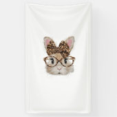 Süße Bunny Rabbit Gesicht Leopard Kokette Brille Banner (Vertikal)