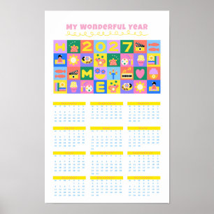 Süße Bunte 2027 Jahresübersicht Kalender Poster