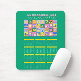 Süße Bunte 2027 Jahresübersicht Kalender Poster Mousepad