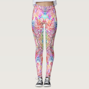 Süße bunte abstrakte Blumen Nummernschild Rahmen Leggings